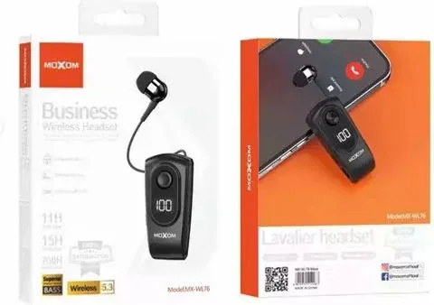 Φωτογραφία προϊόντος: Moxom MX-WL76 In-ear Bluetooth Handsfree Ακουστικό Πέτου Μαύρο