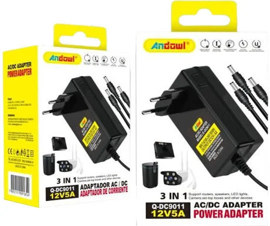 Φωτογραφία προϊόντος: Andowl Universal Τροφοδοτικό 3 σε 1 AC230 σε DC12v 5Amp Q-DC9011 - AC/DC Power Adapter