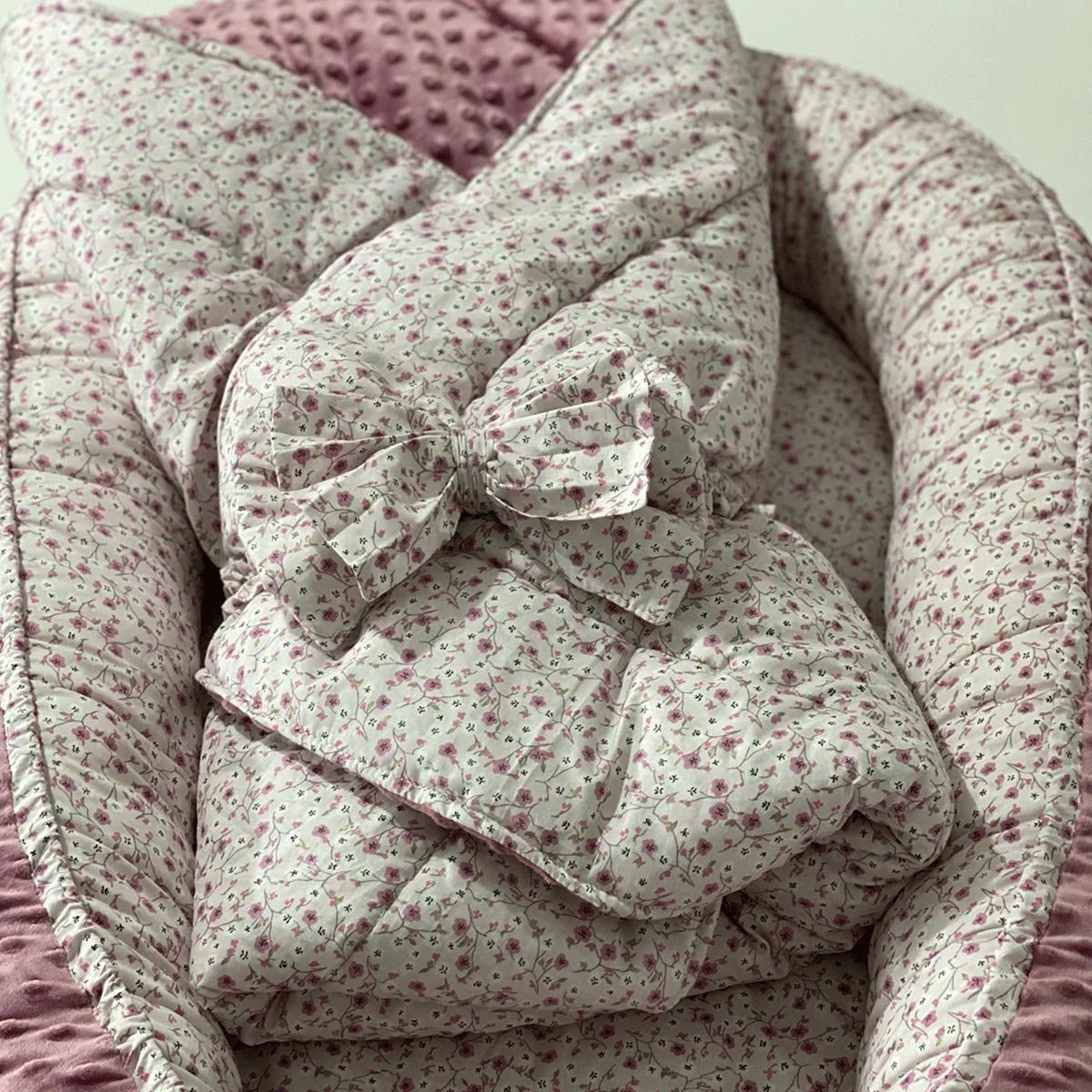 Φωτογραφία προϊόντος: Handmade Baby Collection Κουβέρτα φάκελος διπλής όψης Pink Floral