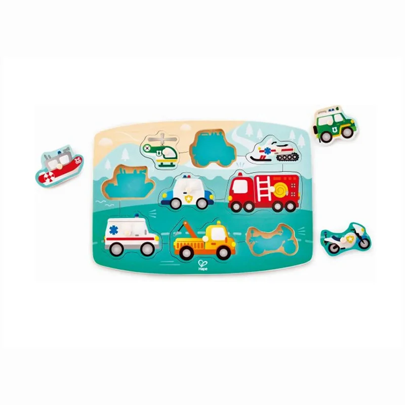 Φωτογραφία προϊόντος: Hape Happy Puzzles Ξύλινο Παζλ Οχήματα Emergency Peg (E1406A)