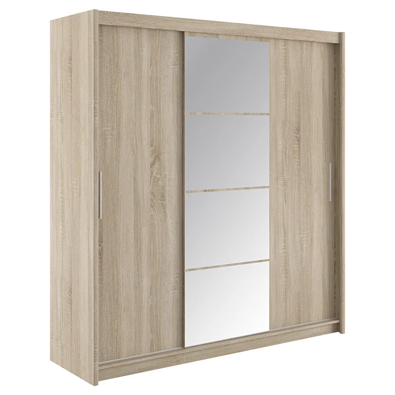 Φωτογραφία προϊόντος: Ντουλάπα ρούχων Elodie pakoworld τρίφυλλη καθρέπτης συρόμενη sonoma 200x61x216εκ (x1)