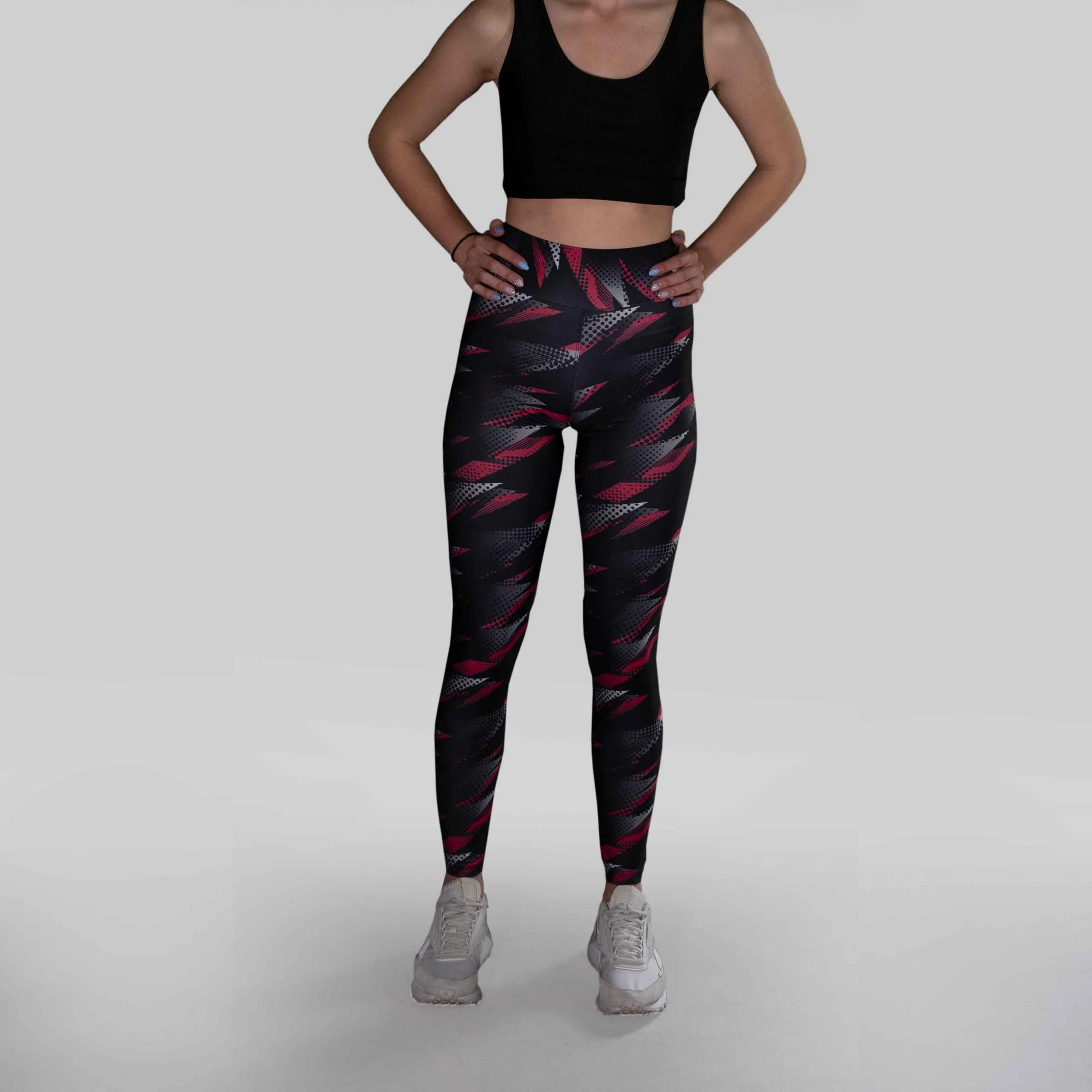 Φωτογραφία προϊόντος: LUCKYJOJO Racing Red and Grey Print Leggings by Lucky Jojo