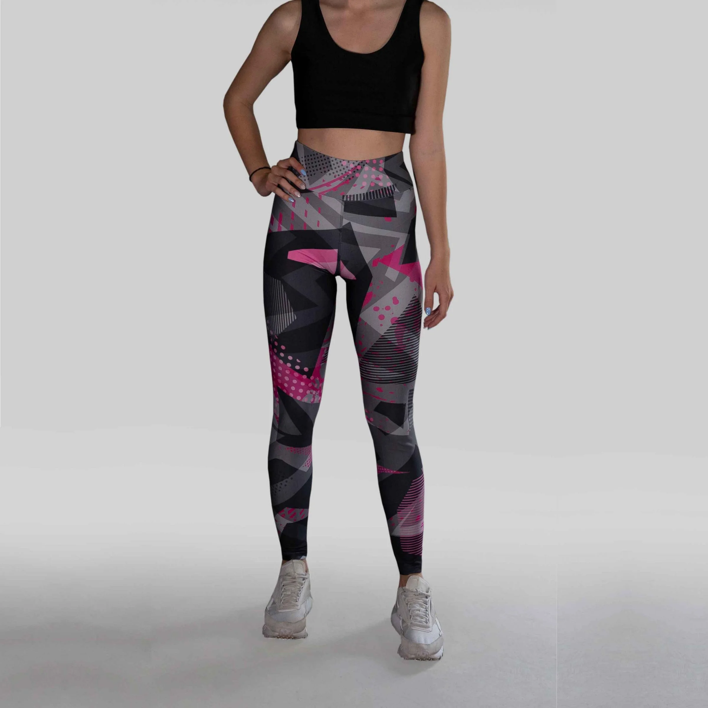 Φωτογραφία προϊόντος: LUCKYJOJO Sport Pink and Grey Print Leggings by Lucky Jojo