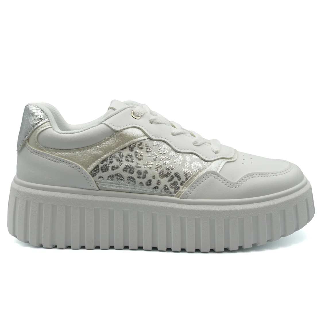 Φωτογραφία προϊόντος: Λευκά sneakers chunky με ασημί λεπτομέρειες