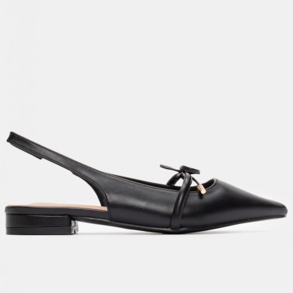 Φωτογραφία προϊόντος: Μαύρες μυτερές slingback γόβες με φιόγκο
