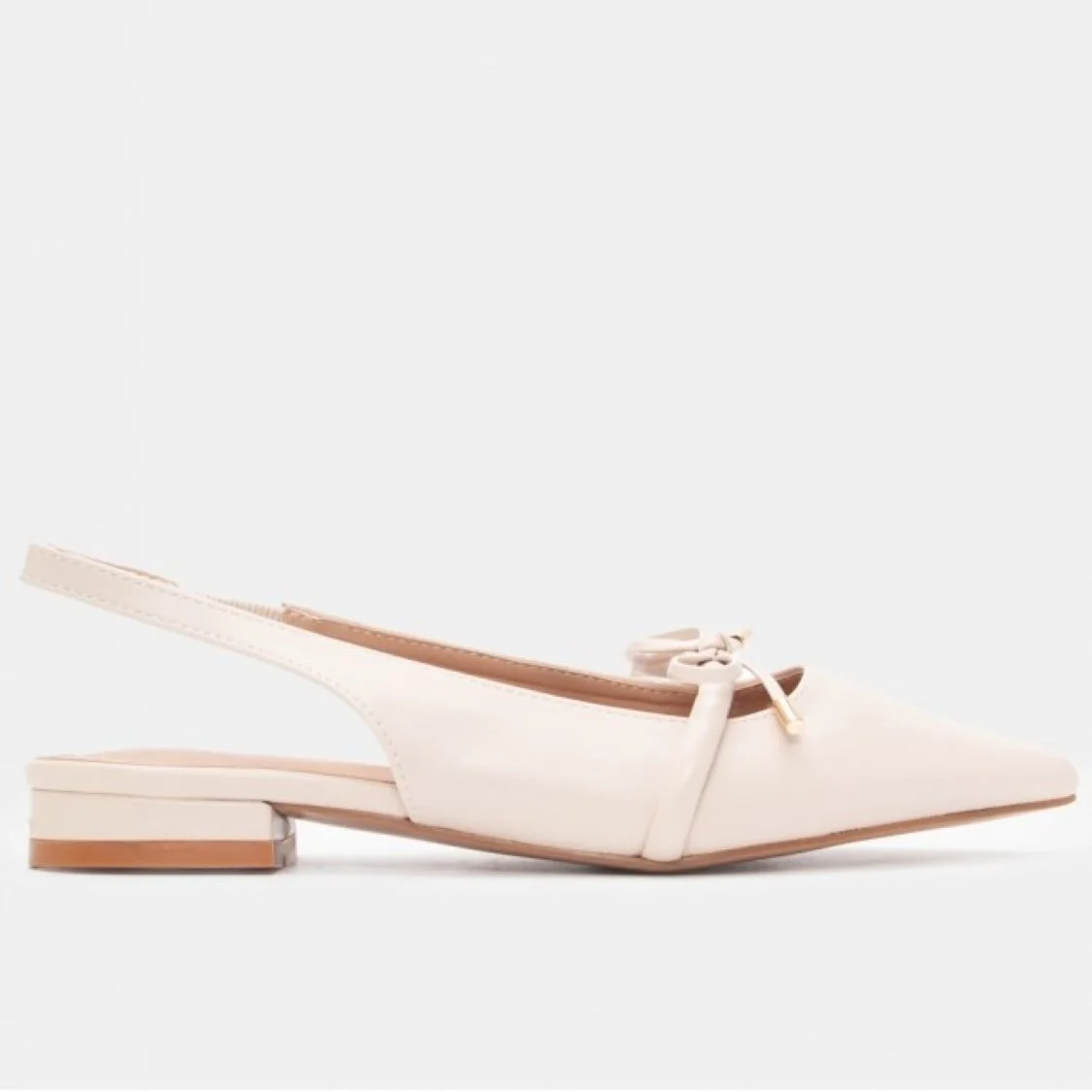 Φωτογραφία προϊόντος: Μπεζ μυτερά slingback γοβάκια με φιόγκο