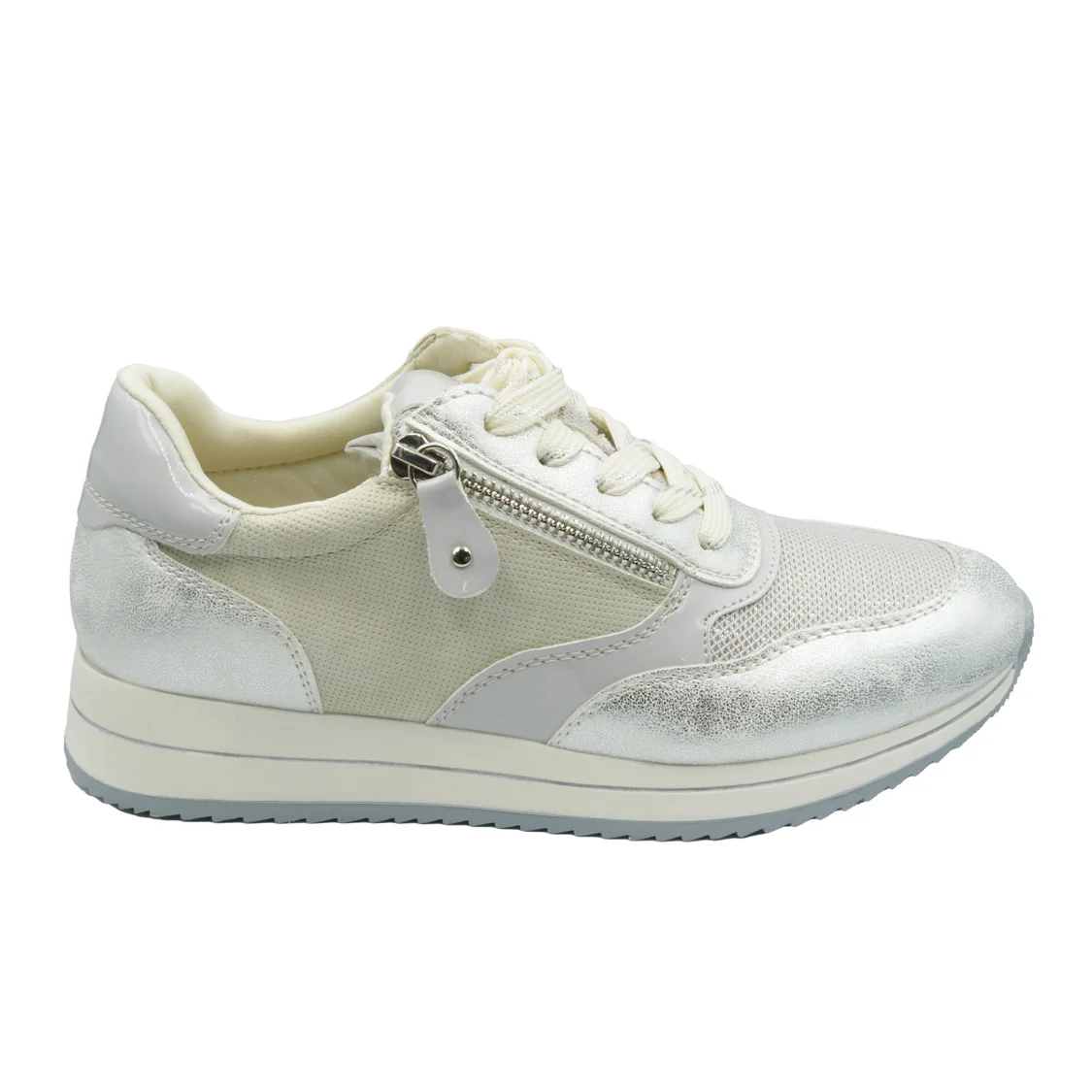 Φωτογραφία προϊόντος: Ασημί sneakers με λεπτομέρεια φερμουάρ και μεταλλική λάμψη