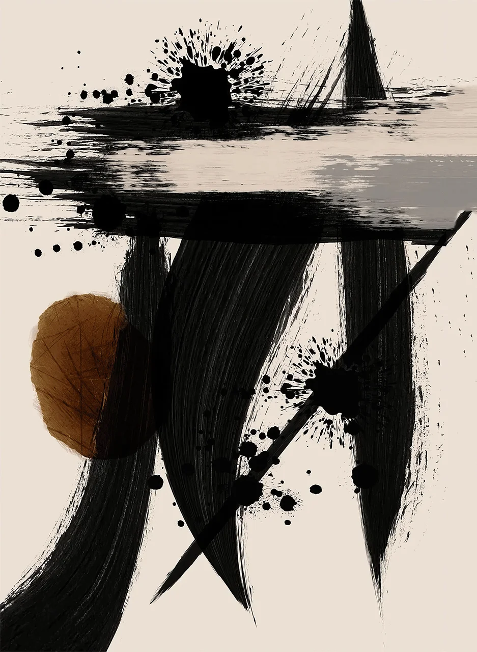 Φωτογραφία προϊόντος: Πίνακας σε καμβά Abstract Floral Black Lines II