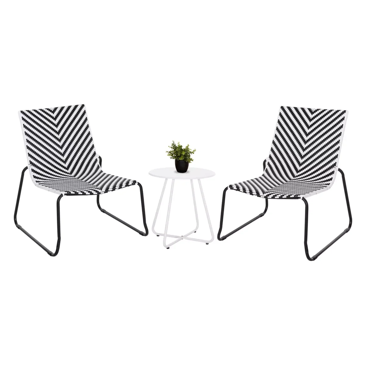 Φωτογραφία προϊόντος: B2BMarkt ΣΕΤ LOUNGE 3TMX ΕΞ.ΧΩΡΟΥ PONY HM21193.02 ΜΕΤΑΛΛΟ ΚΑΙ ΣΥΝΘ.RATTAN ΣΕ ΛΕΥΚΟ-ΜΑΥΡΟ