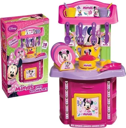 Φωτογραφία προϊόντος: Παιδική Κουζίνα Minnie Mouse Chef Kitchen Set 18 Τεμαχίων