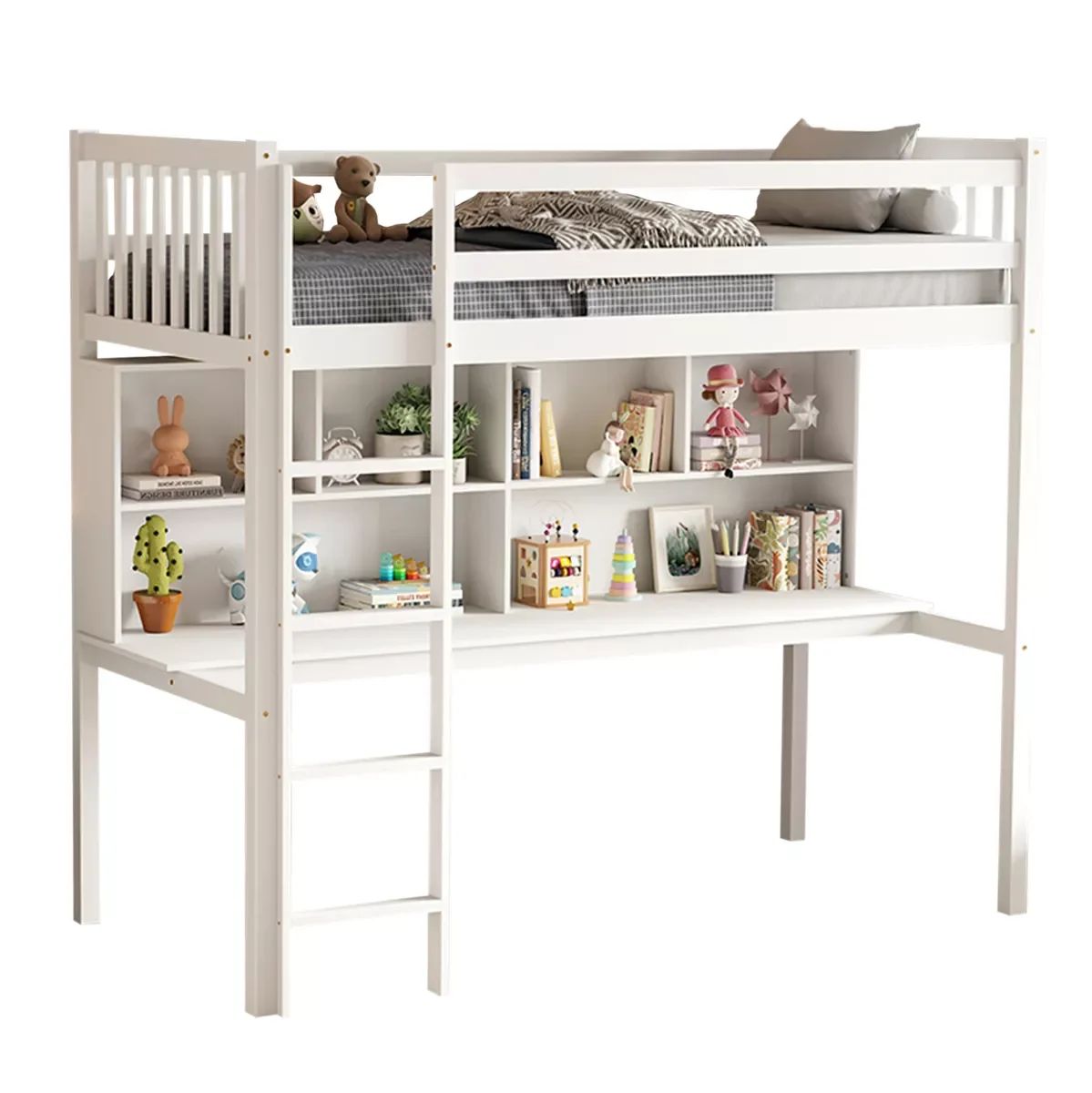 Φωτογραφία προϊόντος: B2BMarkt ΠΑΙΔΙΚH KOYKETA ΜΕ ΓΡΑΦΕΙΟ & ΒΙΒΛΙΟΘΗΚΗ LIBRO HM708.03 ΞΥΛΟ ΠΕΥΚΟΥ ΛΕΥΚΟ- 90x190εκ