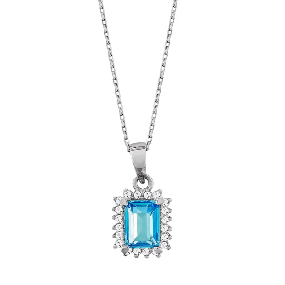 Φωτογραφία προϊόντος: Κολιέ Μονόπετρο με Βlue Topaz από Λευκό Χρυσό Κ14 KL114094