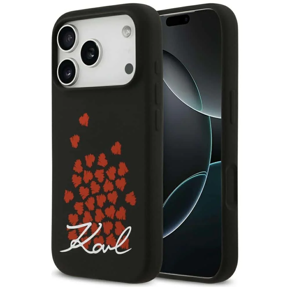 Φωτογραφία προϊόντος: Θήκη iPhone 17 Pro Karl Lagerfeld – Silicone Heart Sign Logo MagSafe (Μαύρο)