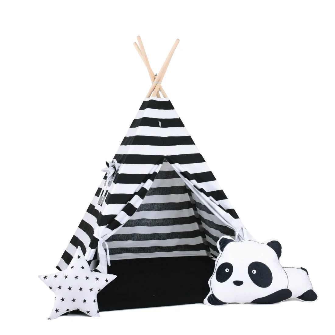 Φωτογραφία προϊόντος: Kiddylab® Σκηνή Teepee - Ασπρόμαυρο Ριγέ + Δώρο Μηχανισμός Σταθεροποίησης