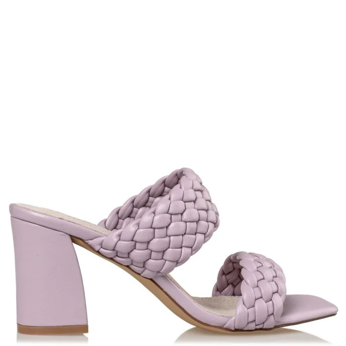 Φωτογραφία προϊόντος: Envie Shoes Γυναικεία Πέδιλα με Χοντρό Ψηλό Τακούνι σε Μωβ Λιλά Χρώμα V42-13015