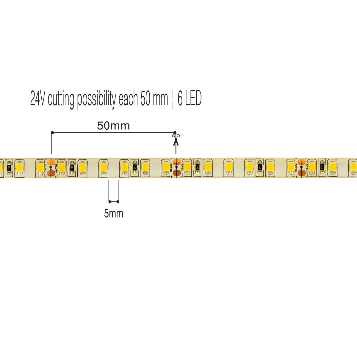 Φωτογραφία προϊόντος: Ταινία Led SMD 2835, 24V, 10W, 982lm, 2700K, 5m/roll, CRI>80, IP55