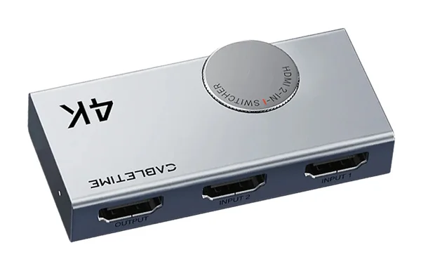 Φωτογραφία προϊόντος: CABLETIME HDMI switch CT-HS4K2-AG, 2 σε 1, 4K/60Hz, bi-directional, γκρι