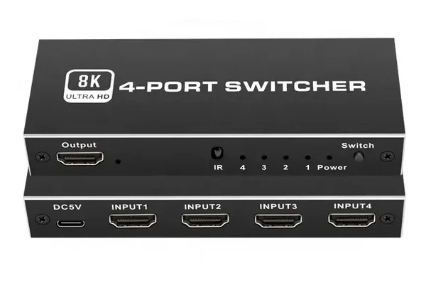 Φωτογραφία προϊόντος: HDMI switch CAB-H149 με τηλεχειριστήριο, 4 σε 1, 8K/60Hz, μαύρο