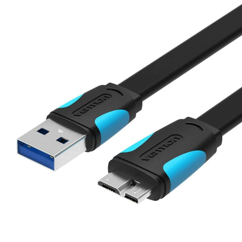 Φωτογραφία προϊόντος: Καλώδιο Vention VAS-A12-B100 Flat USB 3.0 A προς Micro-B 1m Μαύρο