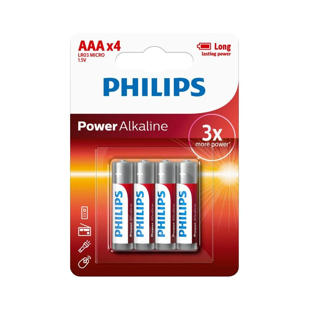 Φωτογραφία προϊόντος: Philips Power Αλκαλικές Μπαταρίες AAA 1.5V 4τμχ (LR03P4B/10) (PHILR03P4B-10)