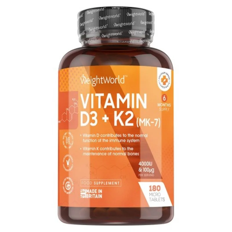 Φωτογραφία προϊόντος: Weight World Βιταμίνη D3 4000iu και K2 MK7 100mg WeightWorld 240 caps - βιταμίνες