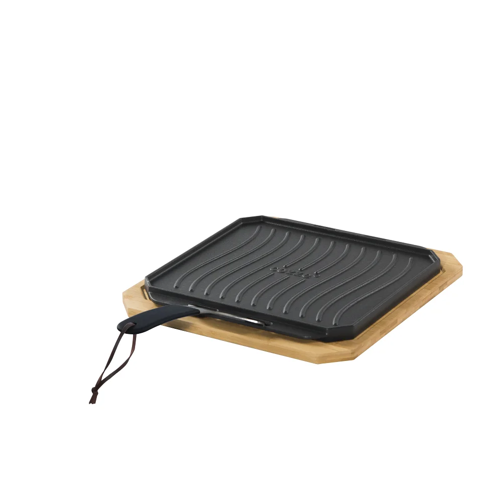 Φωτογραφία προϊόντος: Reversible cast iron pan with bamboo tray 330 x 330 mm.-Cozze®