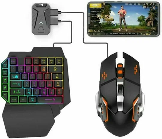 Φωτογραφία προϊόντος: 4 in 1 Mobile Game Combo Pack Ασύρματο Gaming KeyPad με διακόπτες και Φωτιζόμενα πλήκτρα + Ποντίκι (Αγγλικό US)
