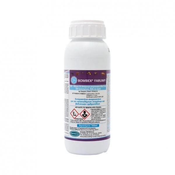 Φωτογραφία προϊόντος: Protecta BOMBEX FARUMY 500mL - Eντομοκτόνο/Aκαρεοκτόνο για καταπολέμηση βαδιστικών και ιπτάμενων αρθροπόδων