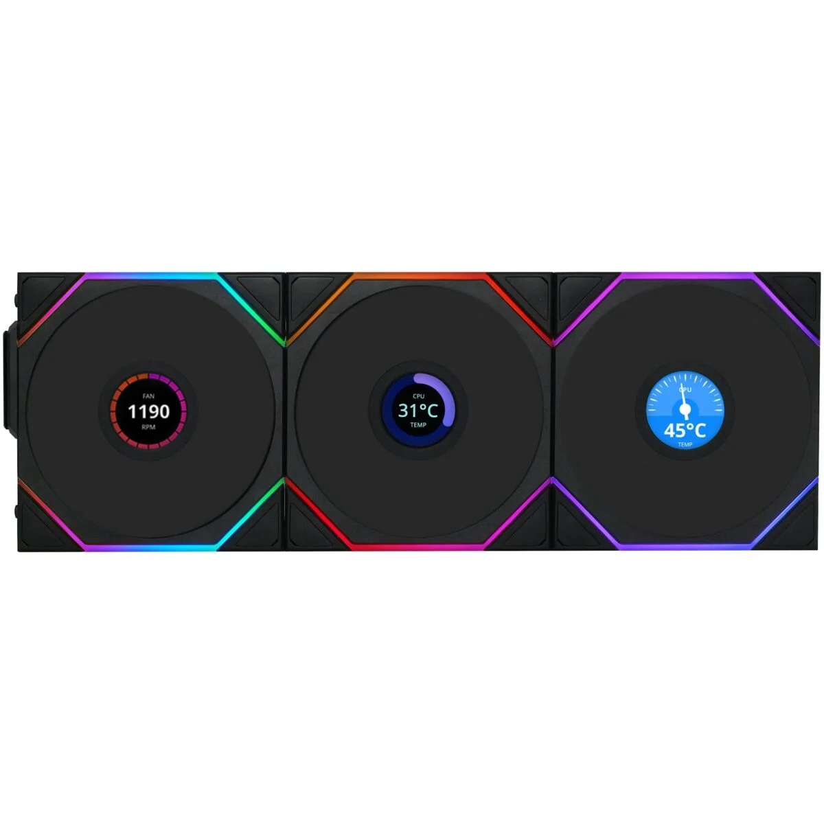 Φωτογραφία προϊόντος: Lian Li UNI FAN TL-LCD Wireless 120 Black (3pcs & controller) Case Fan