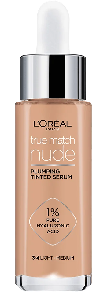 Φωτογραφία προϊόντος: L'OREAL L'Oréal Paris True Match Nude Tinted Serum Foundation Ενυδατικό Serum Μακιγιάζ με Υαλουρονικό Οξύ 30ml - 3-4 Light Medium