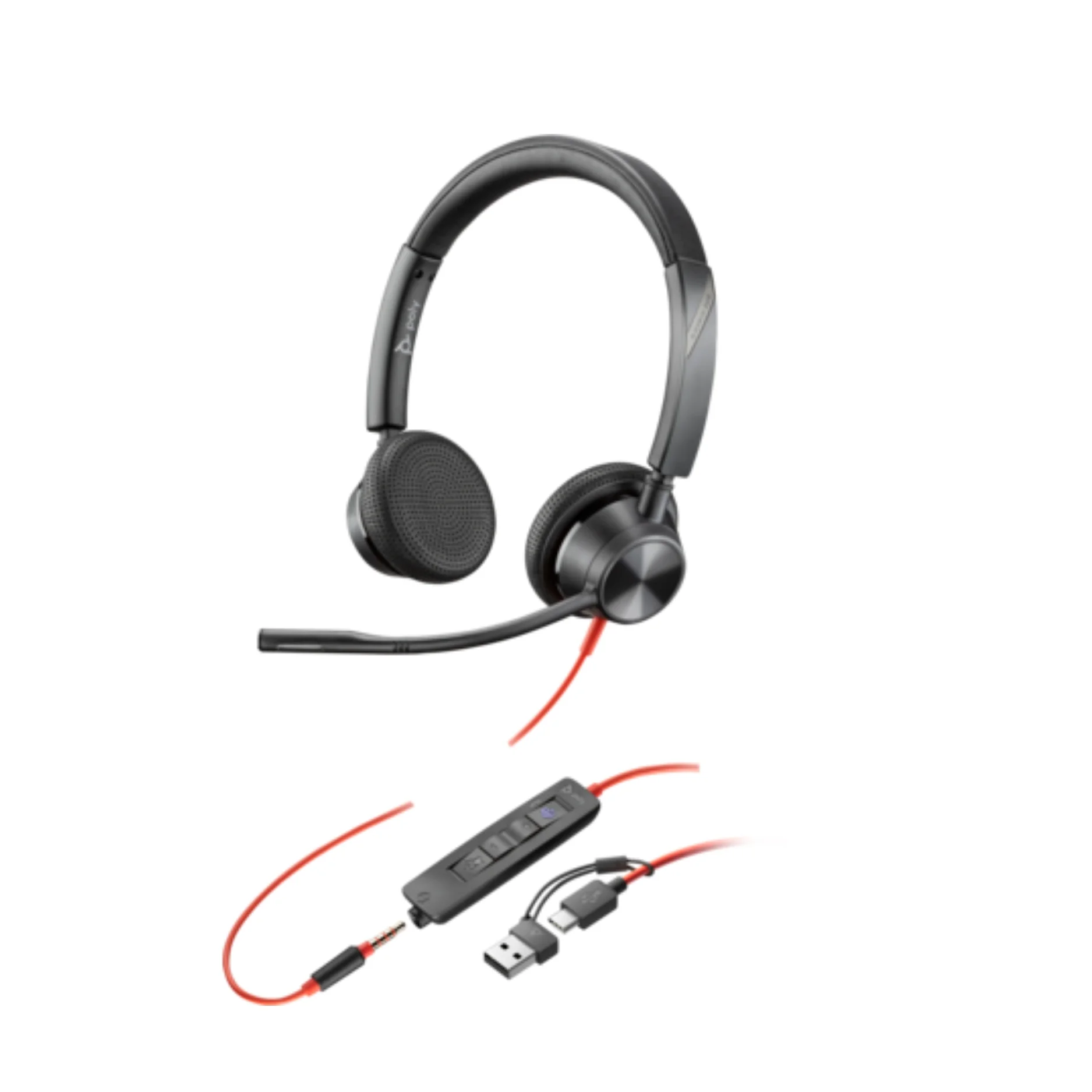 Φωτογραφία προϊόντος: POLY BLACKWIRE 3325 STEREO MS TEAMS CERTIFIED USB-C HEADSET + 3.5MM PLUG + USB-C/A ADAPTER (8X222AA)