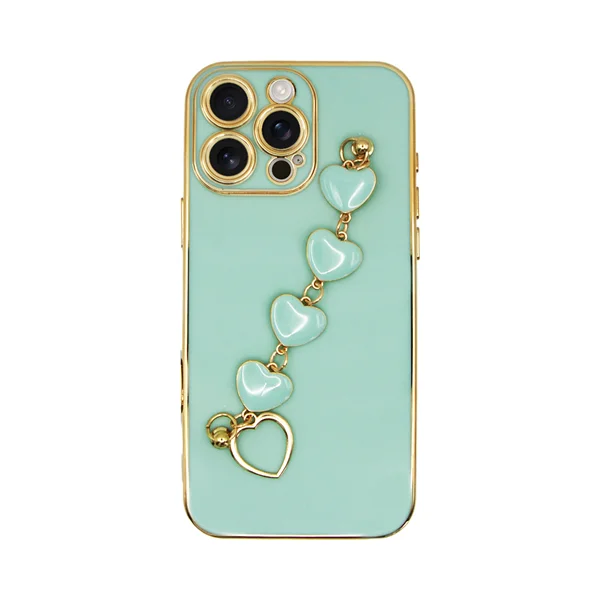 Φωτογραφία προϊόντος: Vivid Slim Case with Heart Chain Hand Strap Apple iPhone 16 Pro Max Green