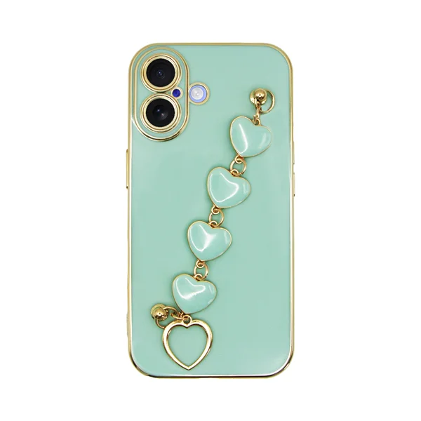 Φωτογραφία προϊόντος: Vivid Slim Case with Heart Chain Hand Strap Apple iPhone 16 Green