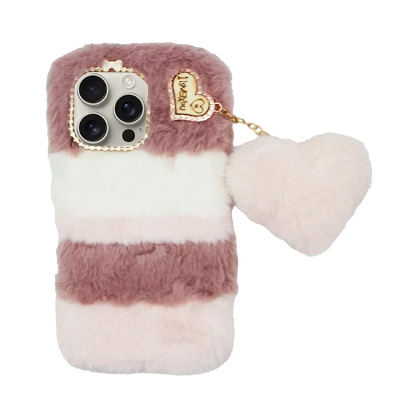 Φωτογραφία προϊόντος: Vivid Fluffy Plush Case with Heart-Shaped Chain Apple iPhone 16 Pro Max Pink