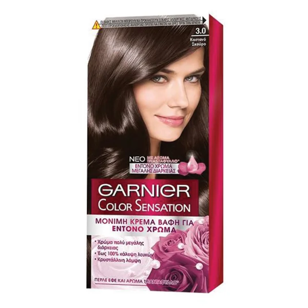 Φωτογραφία προϊόντος: Garnier Color Sensation Μόνιμη Βαφή Μαλλιών Κρέμα Για Έντονο Χρώμα 40ml | Απόχρωση Νο 3.0