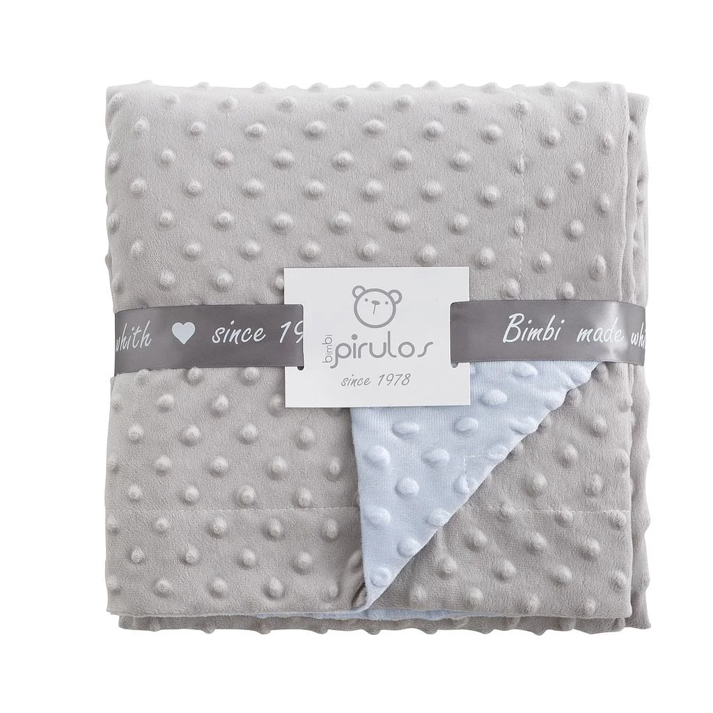 Φωτογραφία προϊόντος: Bimbidreams Κουβέρτα Minky Microfiber Dots διπλής όψης Γκρι Σιέλ 80×110εκ.