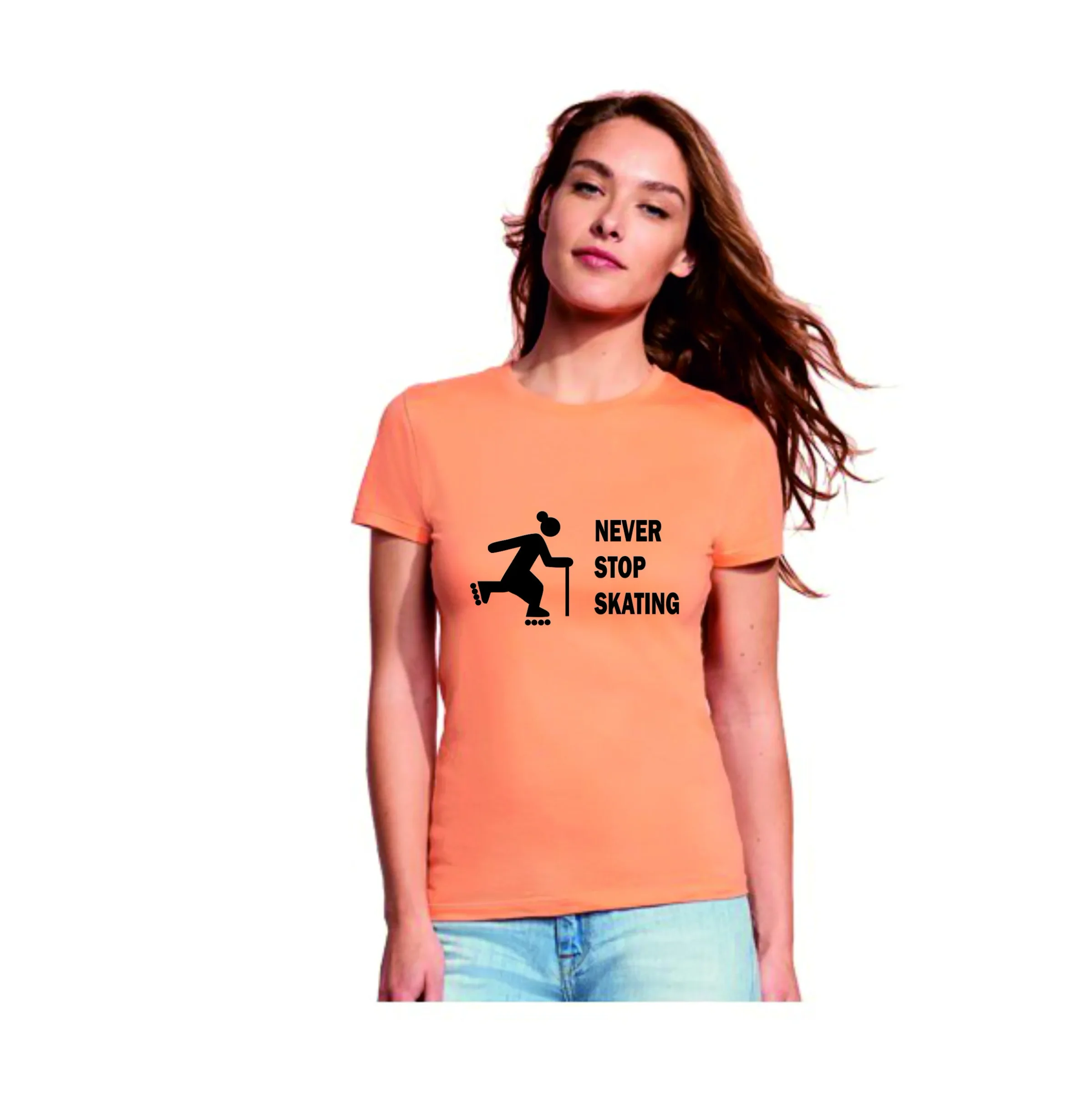 Φωτογραφία προϊόντος: Project and Progress Tshirt NEVER STOP SKATING apricot