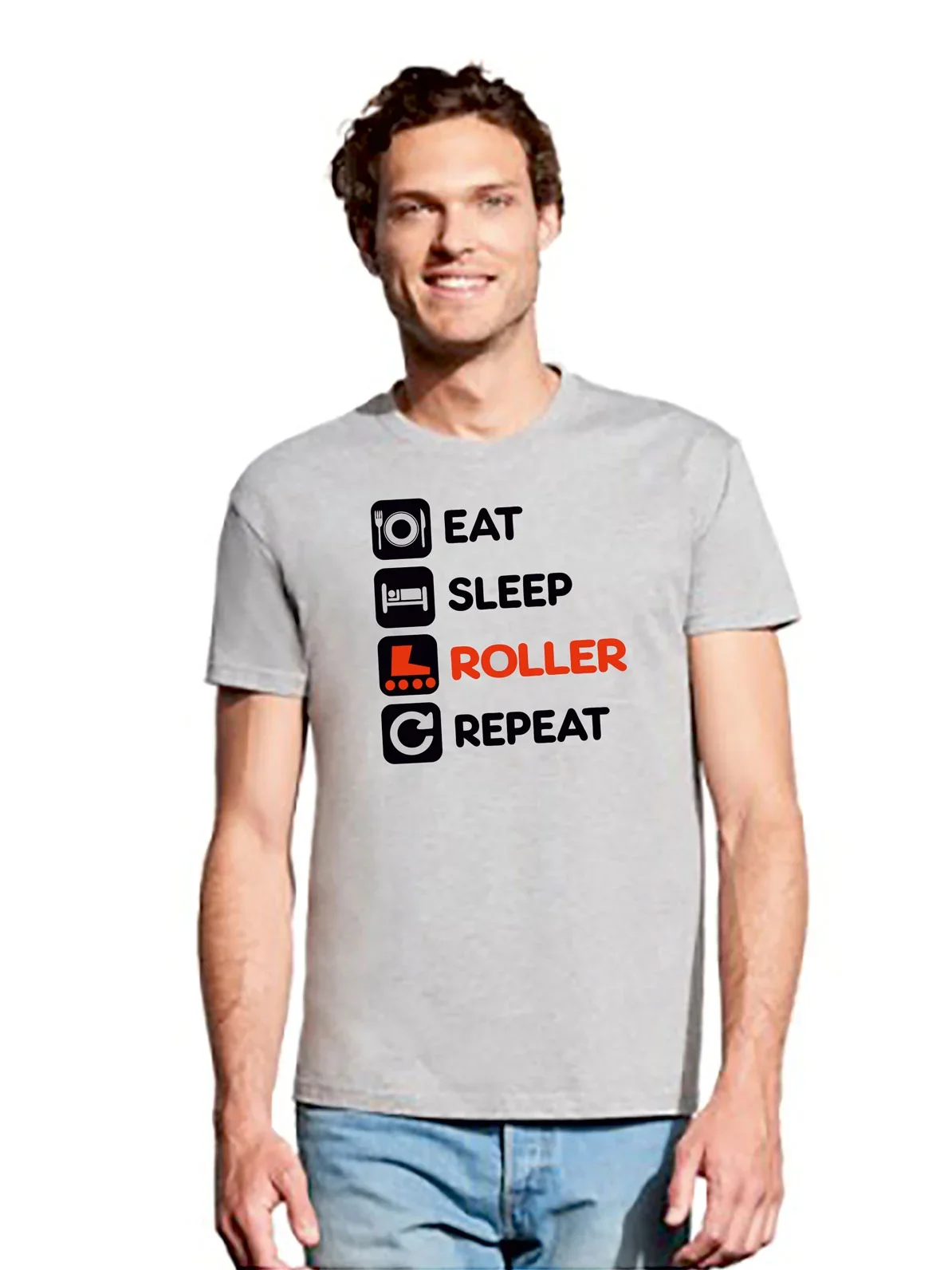 Φωτογραφία προϊόντος: Project and Progress Tshirt EAT-DRINK-ROLLER-REPEAT grey