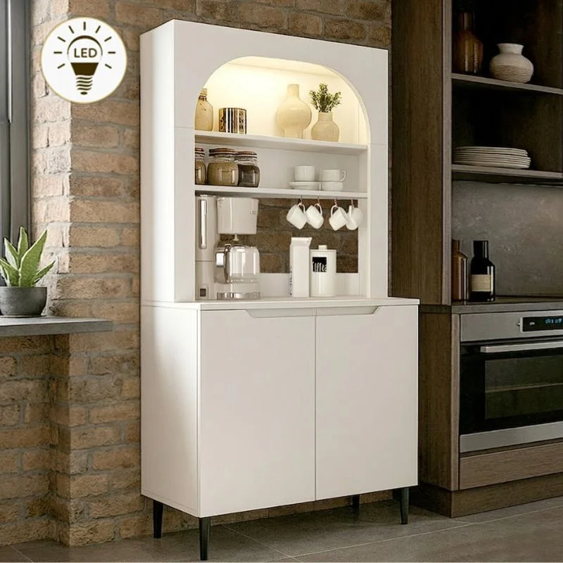 Φωτογραφία προϊόντος: Έπιπλο κουζίνας με LED Melinta 2 Megapap χρώμα λευκό 90x40x181,8εκ.