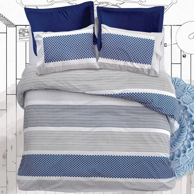 Φωτογραφία προϊόντος: Σεντόνια King Size Σετ Makis Tselios Boho Blue - ΧΩΡΙΣ ΛΑΣΤΙΧΟ 270x290