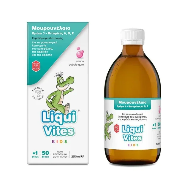 Φωτογραφία προϊόντος: Vican Liqui Vites Kids Μουρουνέλαιο Κατάλληλο για Παιδιά 250ml Bubble Gum