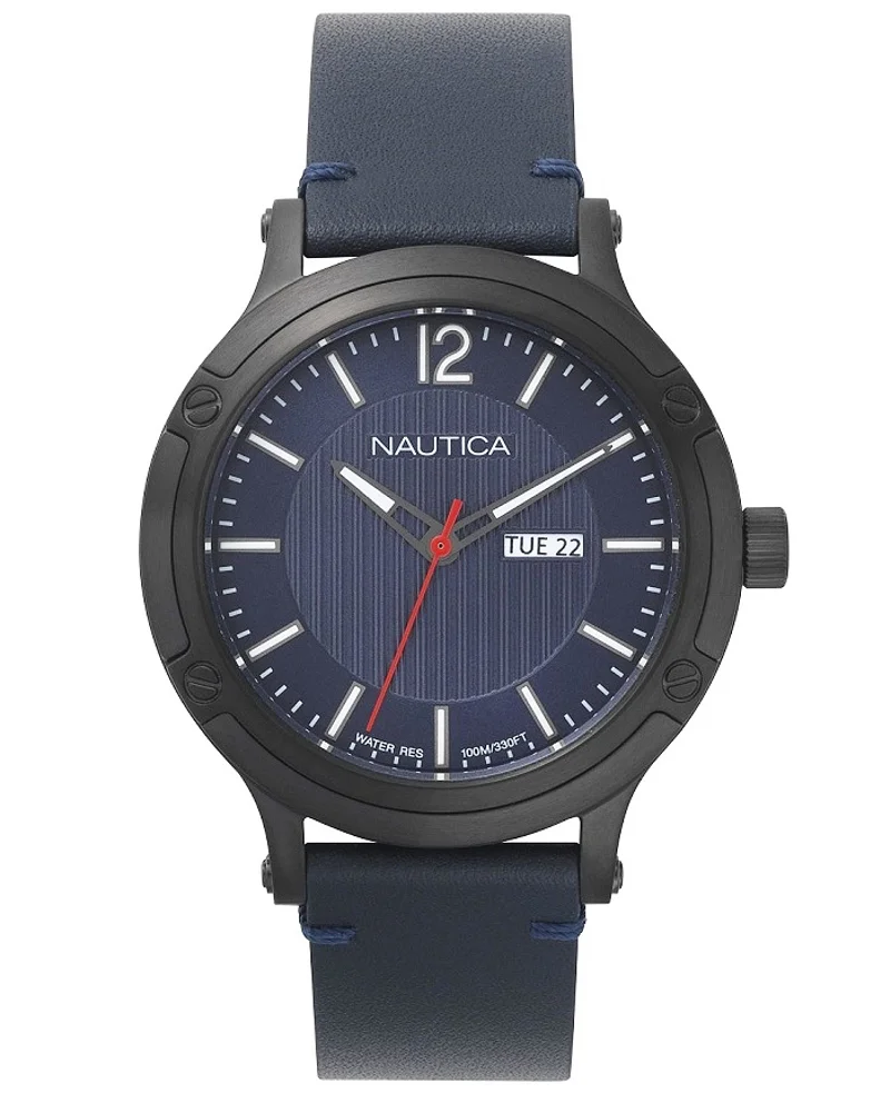 Φωτογραφία προϊόντος: Nautica Porthole Ρολόι Μπαταρίας με Μπλε Δερμάτινο Λουράκι NAPPRH017