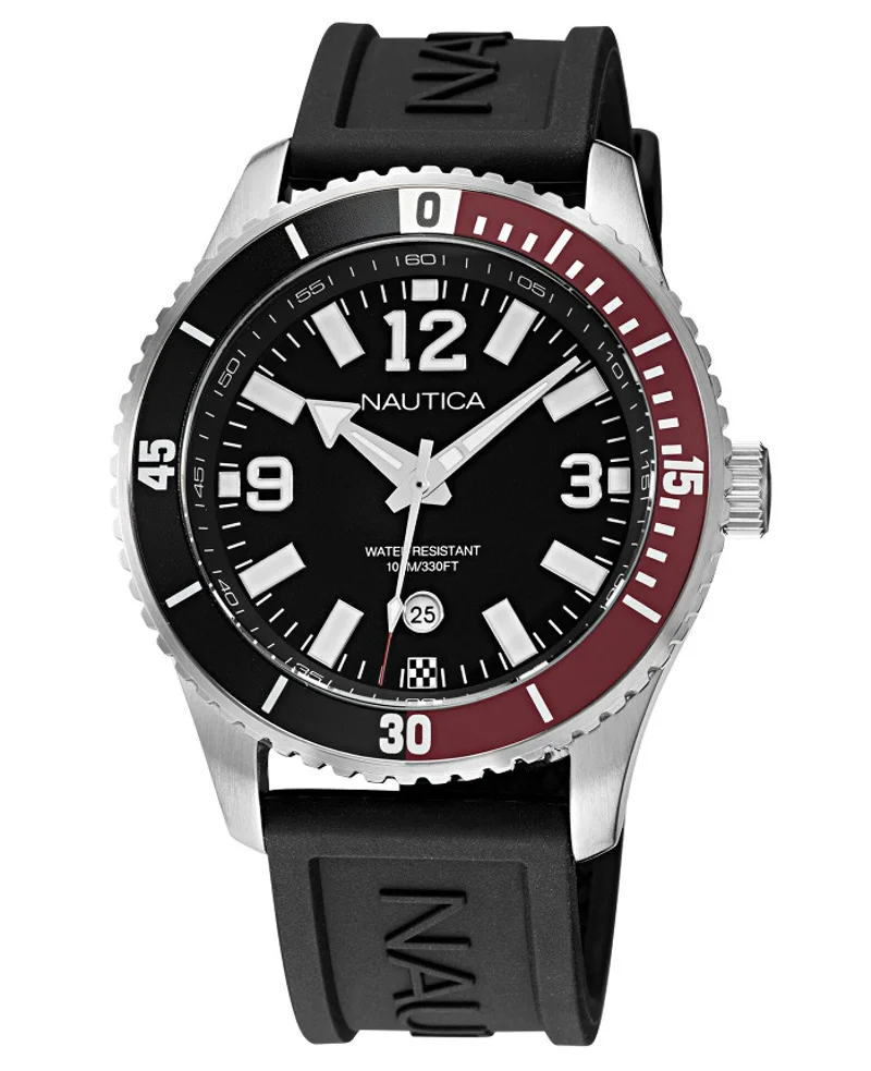 Φωτογραφία προϊόντος: Nautica Pacific Beach Ρολόι Μπαταρίας με Μαύρο Καουτσούκ Λουράκι NAPPBS161