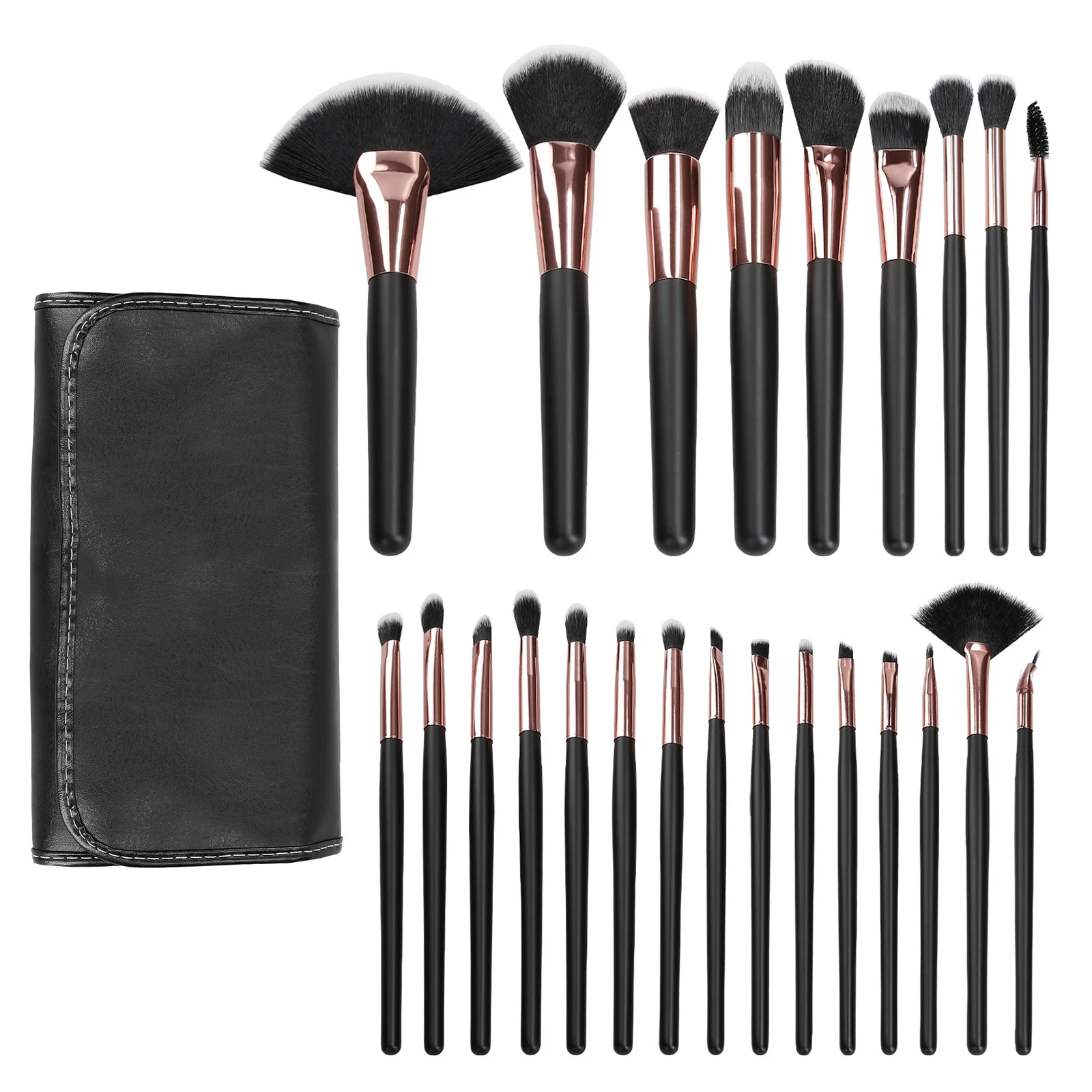 Φωτογραφία προϊόντος: Tools For Beauty MIMO 24Pcs Makeup Brush Set with Pouch - Black Rose Gold