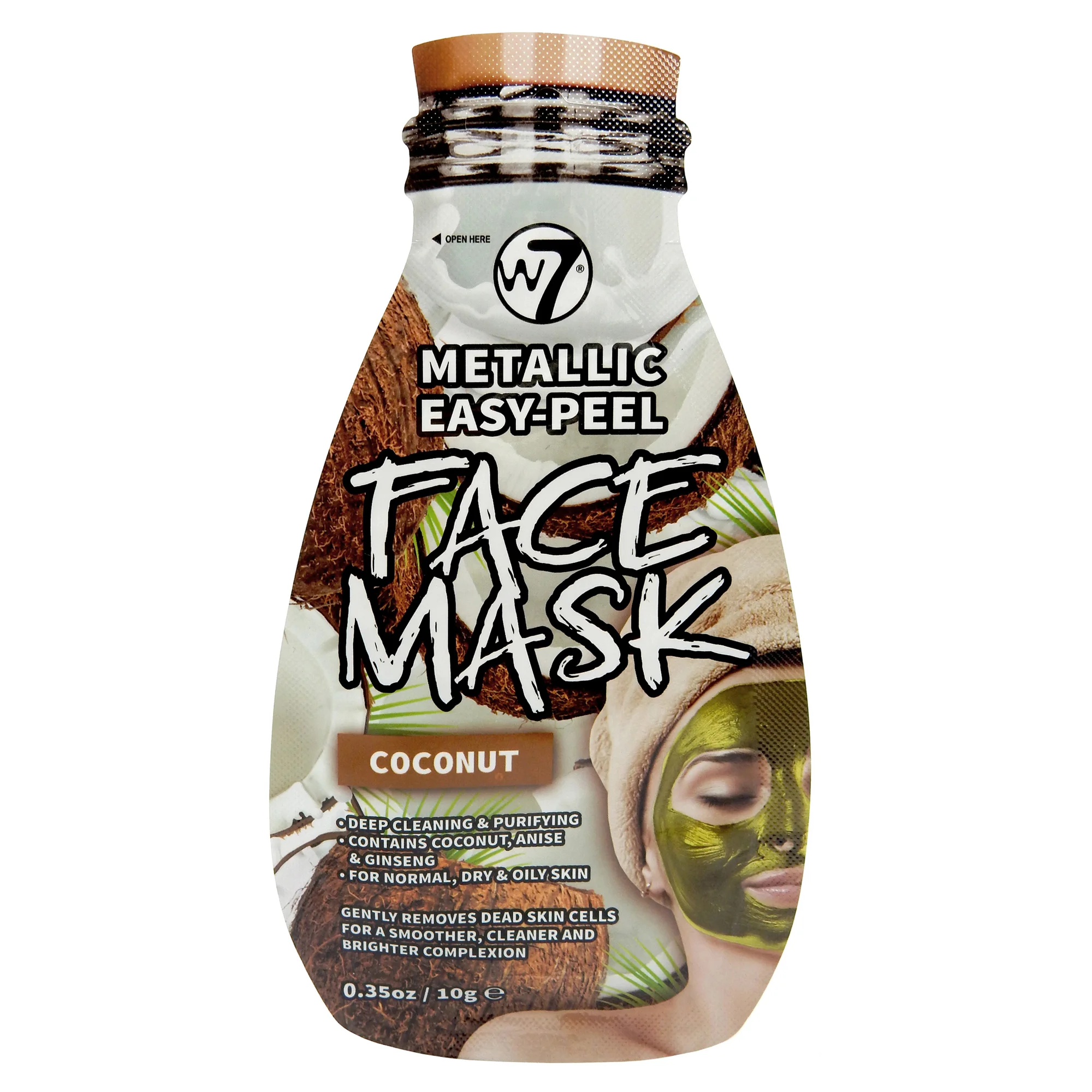 Φωτογραφία προϊόντος: W7 Cosmetics W7 Metallic Easy-Peel Coconut Face Mask (10gr)