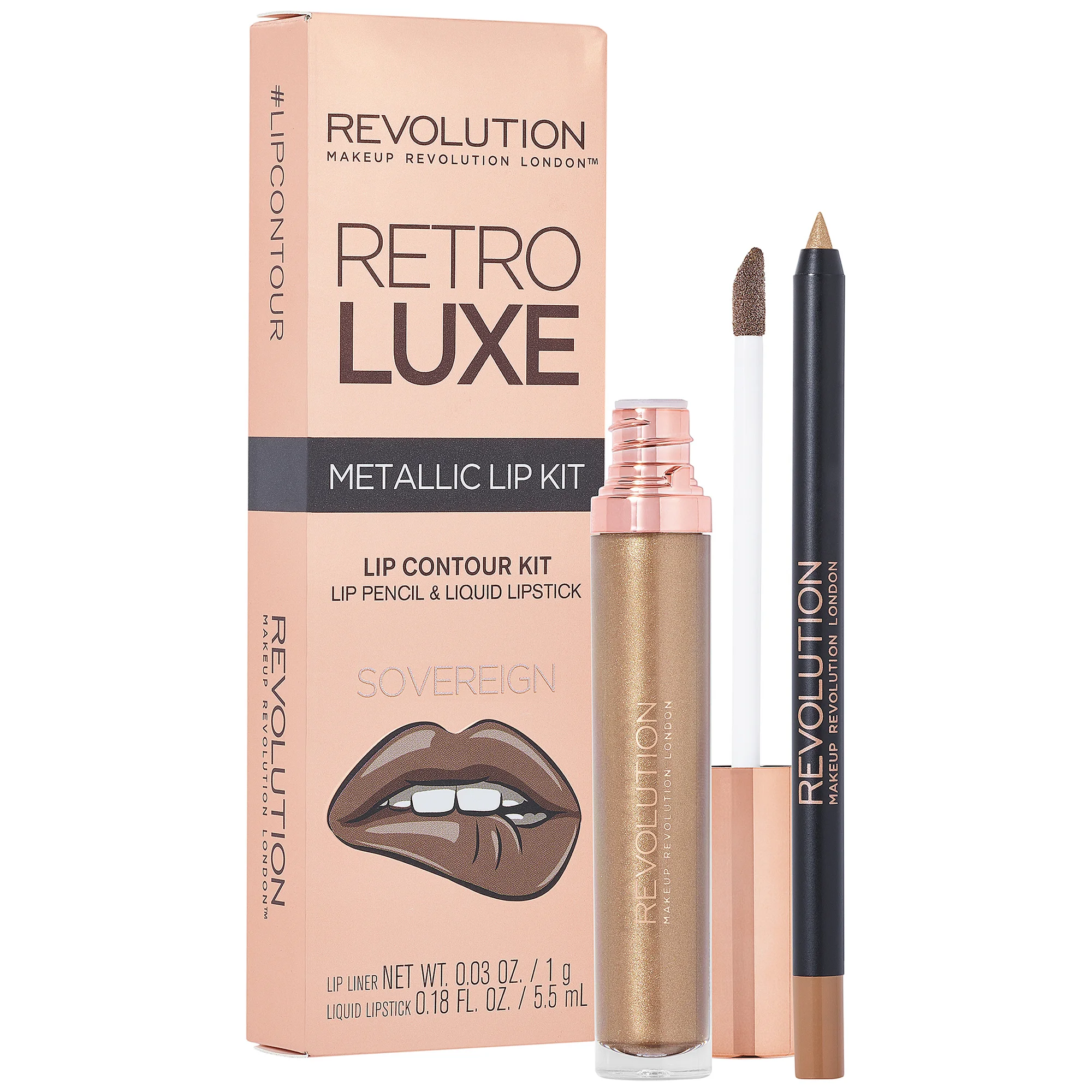 Φωτογραφία προϊόντος: Makeup Revolution Retro Luxe Metallic Lip Kit - Sovereign (5,5ml + 1gr)
