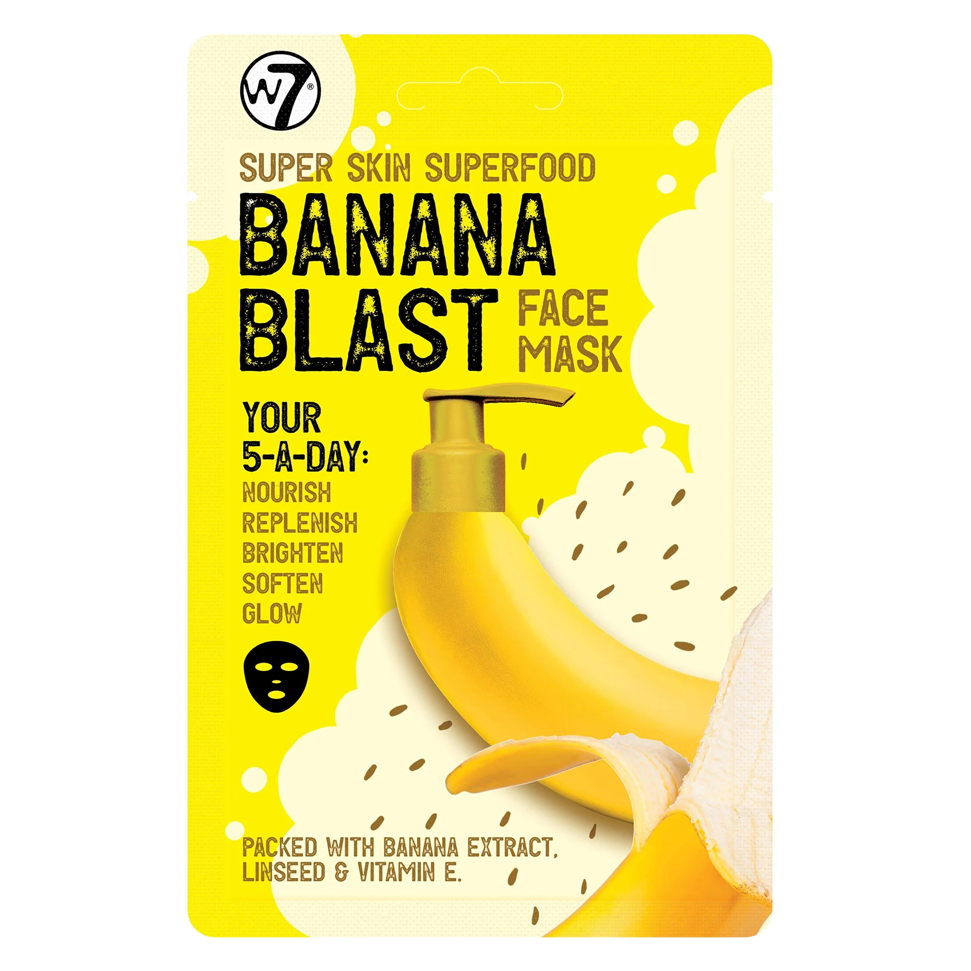 Φωτογραφία προϊόντος: W7 Cosmetics W7 Super Skin Superfood Face Mask - Banana Blast (18gr)