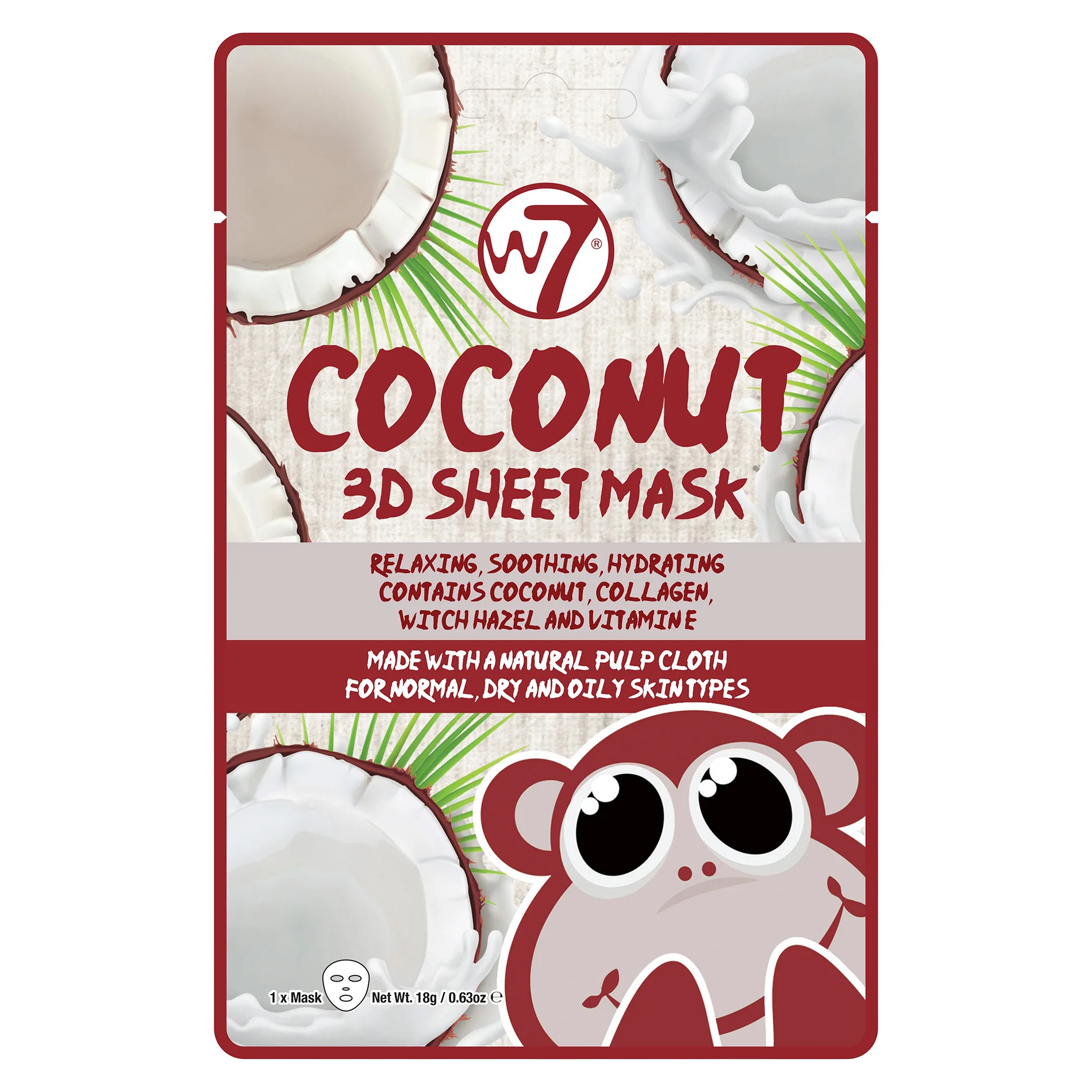 Φωτογραφία προϊόντος: W7 Cosmetics W7 3D Sheet Face Mask - Coconut (18gr)