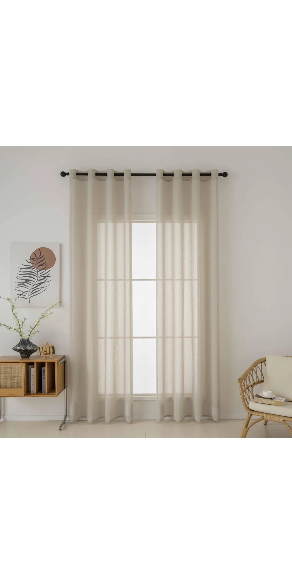 Φωτογραφία προϊόντος: Beauty Home Κουρτίνα γάζα μονόχρωμη με 8 μεταλλικούς κρίκους Fit Art 8447 140x270 Μπεζ