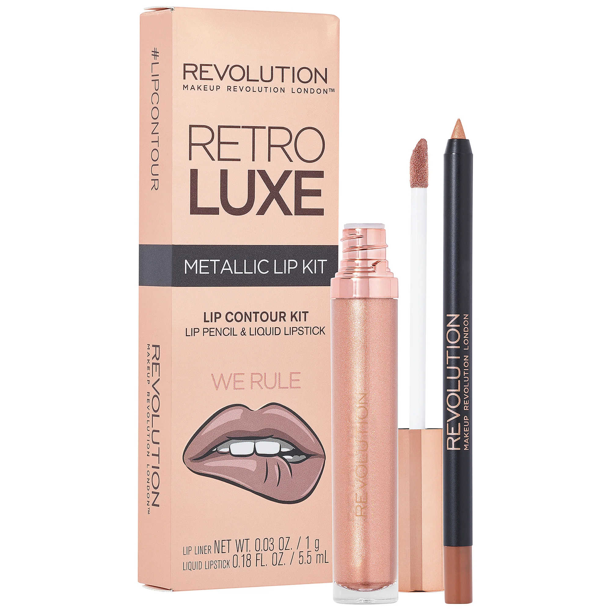 Φωτογραφία προϊόντος: Makeup Revolution Retro Luxe Metallic Lip Kit - We Rule (5,5ml + 1gr)
